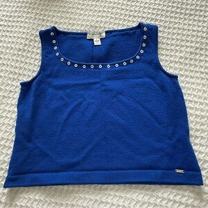 Chic Blue Tank Top with Eyelet Detailing